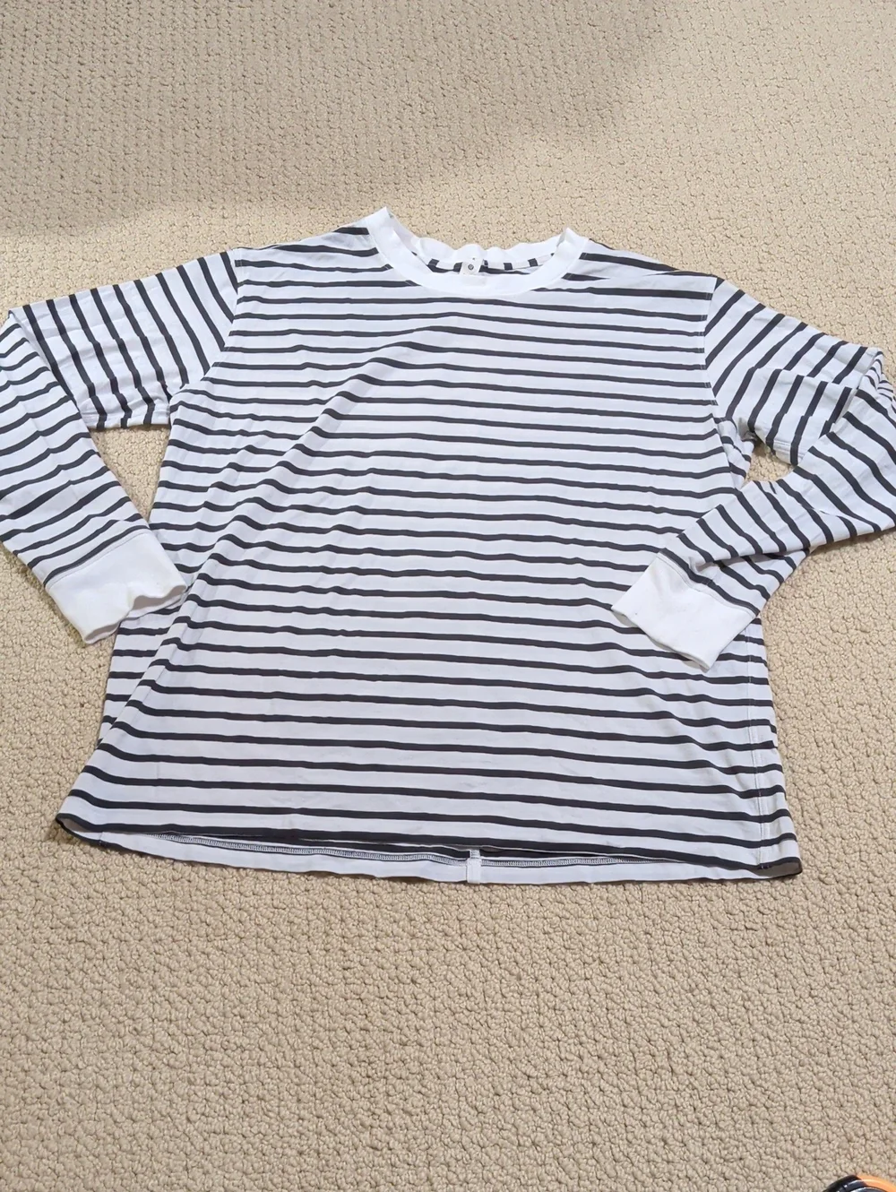 Lululemon Long Sleeve White and Dark Gray Striped Tee